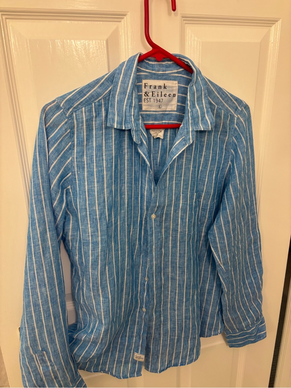 Frank & Eileen Blue and White Striped Linen Shirt